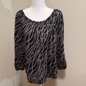 Michael Kors Black & Gray Chain Link Blouse - Large